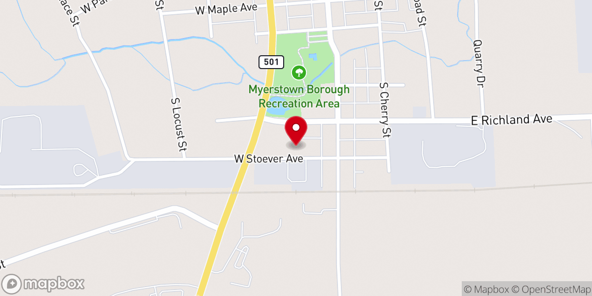 Map showing location of Myerstown Church of the Brethren