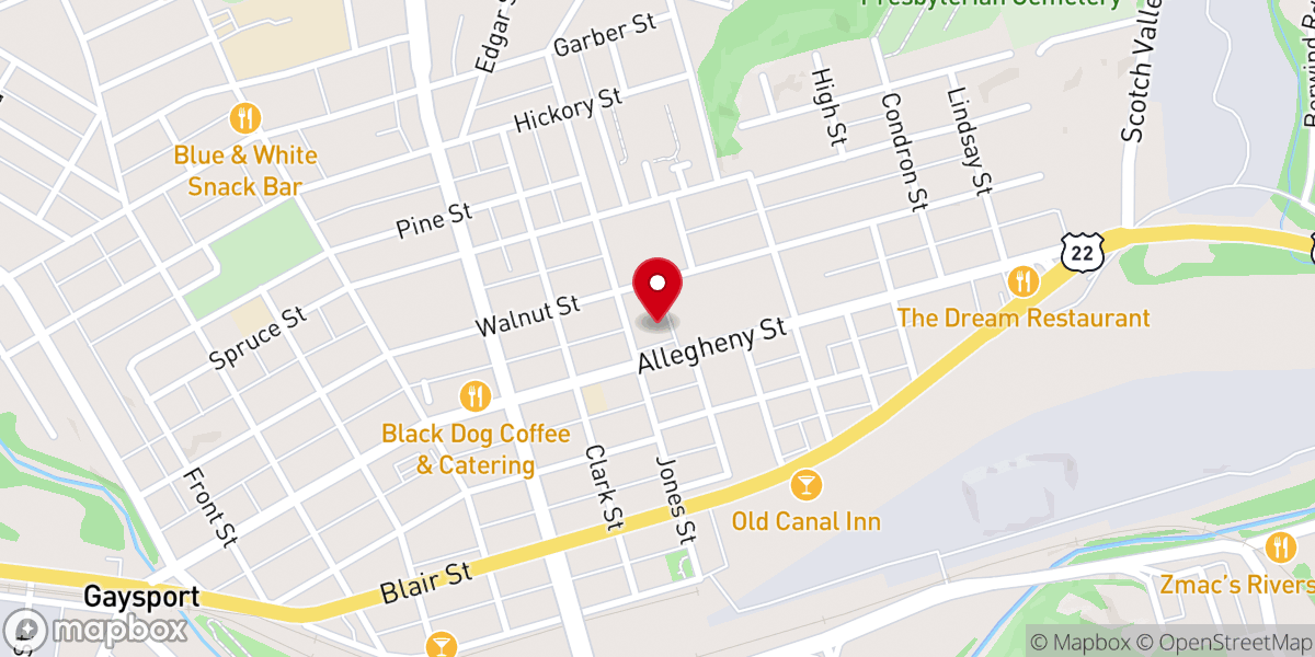 Map showing location of First United Methodist Church Hollidaysburg