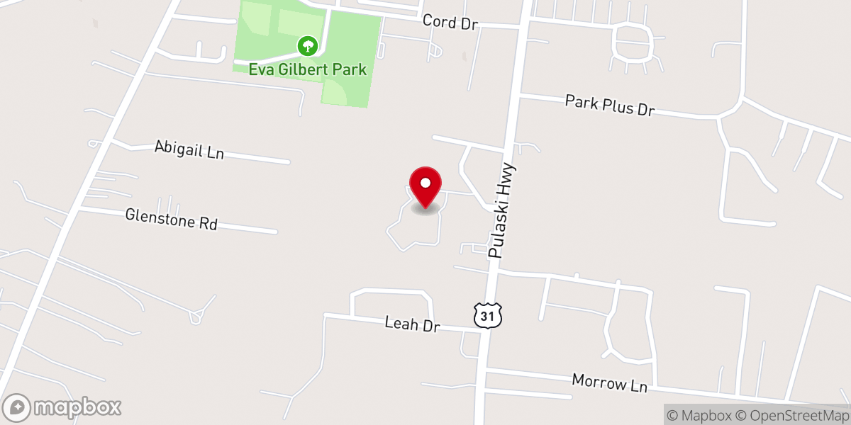 Map showing location of Maury Hills Church