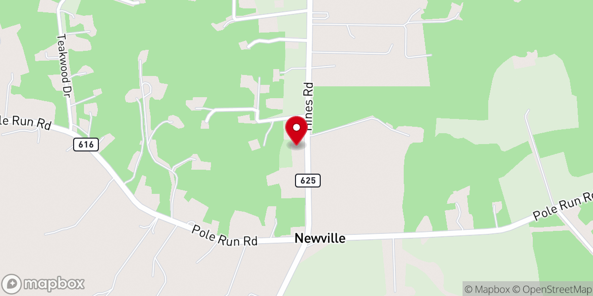 Map showing location of Newville United Methodist Church
