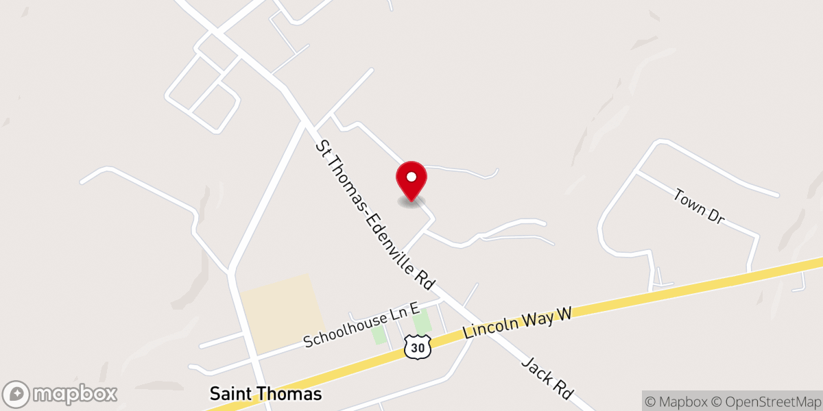 Map showing location of St. Thomas Assembly of God