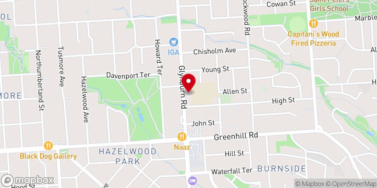 Map showing location of St David's Anglican Church