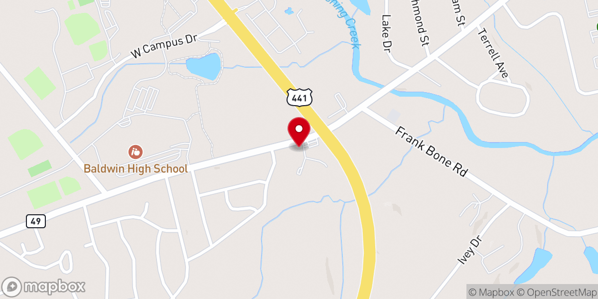 Map showing location of Milledgeville Church of Christ