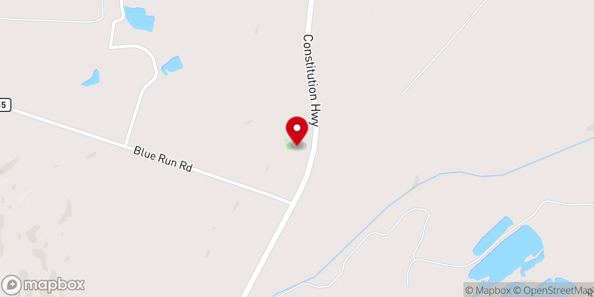 Map showing location of Blue Run Baptist Church