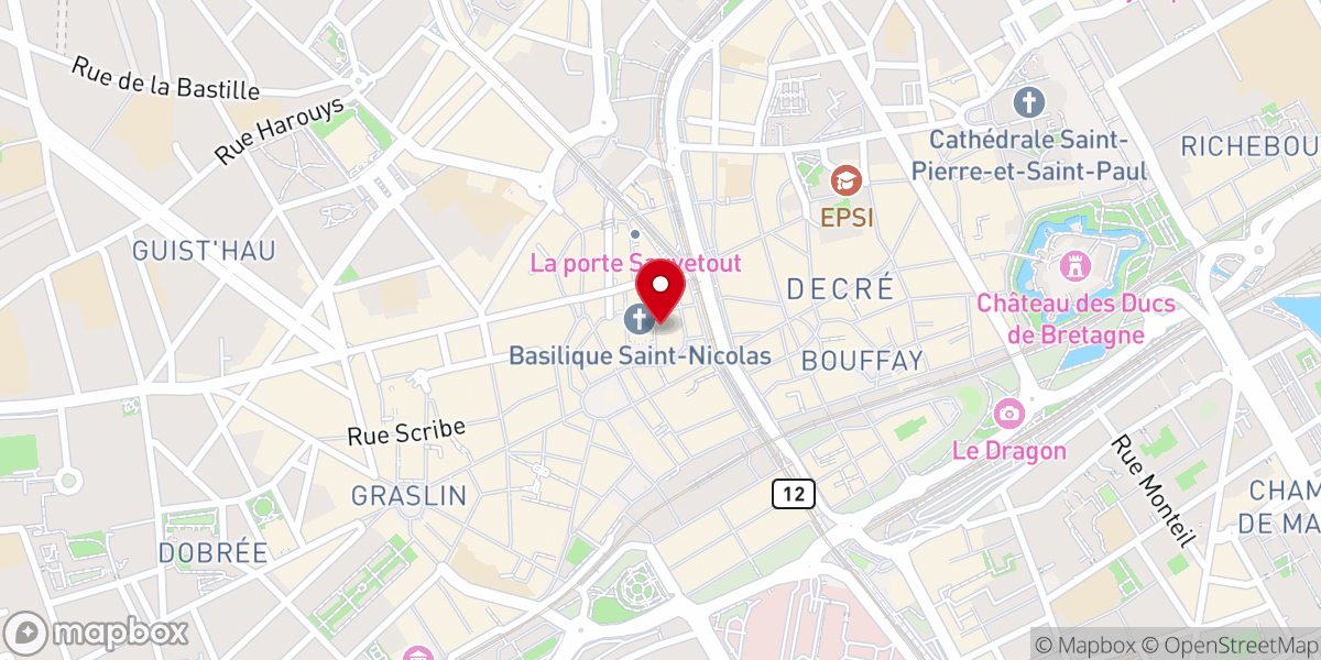 Map showing location of Paroisse Notre-Dame de Nantes