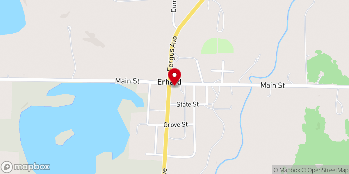 Map showing location of ERHARD CITY HALL