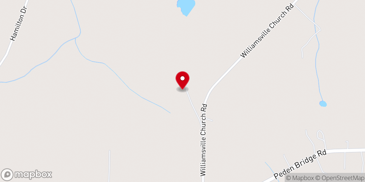 Map showing location of Williamsville Church