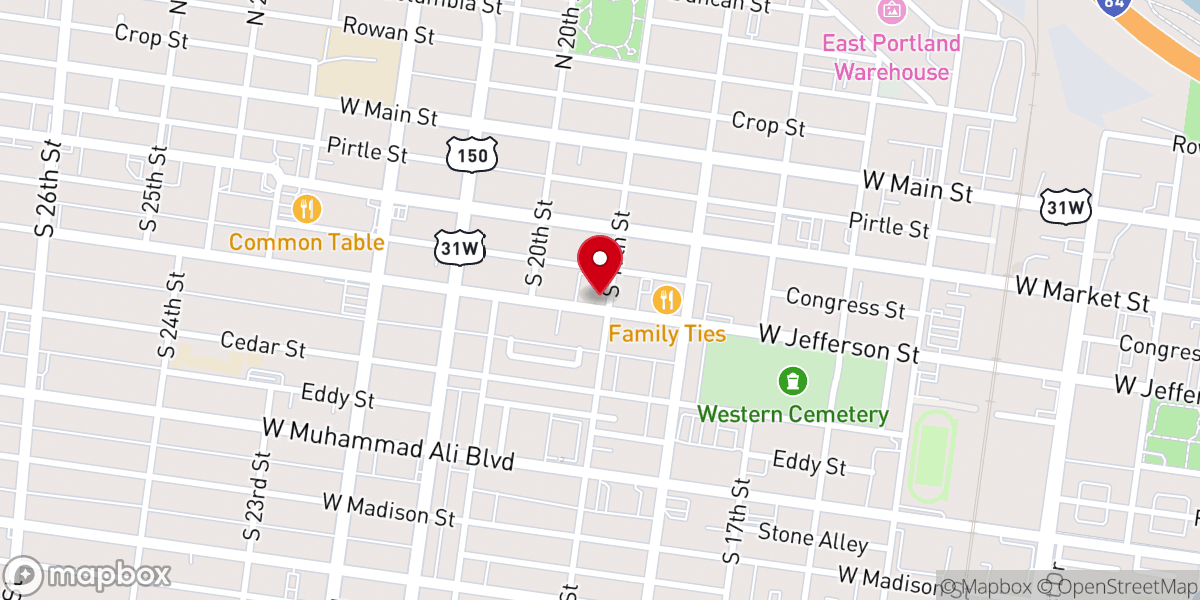Map showing location of Fifth Street Baptist Church