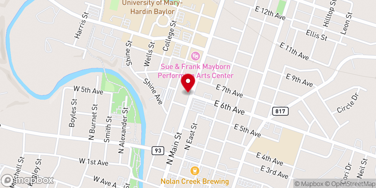 Map showing location of First Belton