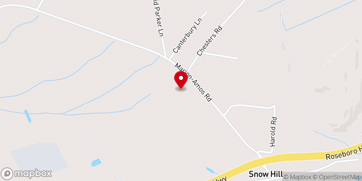 Map showing location of Snow Hill Baptist Church