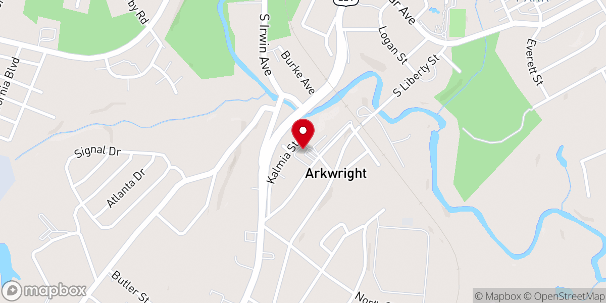 Map showing location of Arkwright First Baptist Church