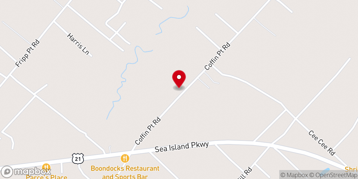 Map showing location of Coffin Point Praise House