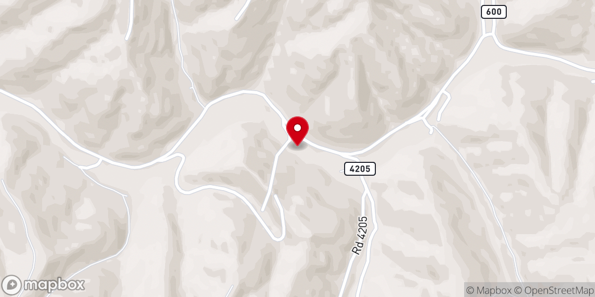 Map showing location of Hurricane Baptist Church
