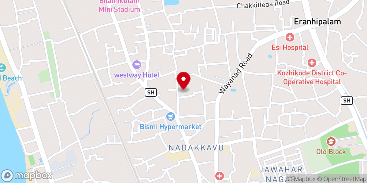 Map showing location of St. George Orthodox Cathedral, Kozhikode