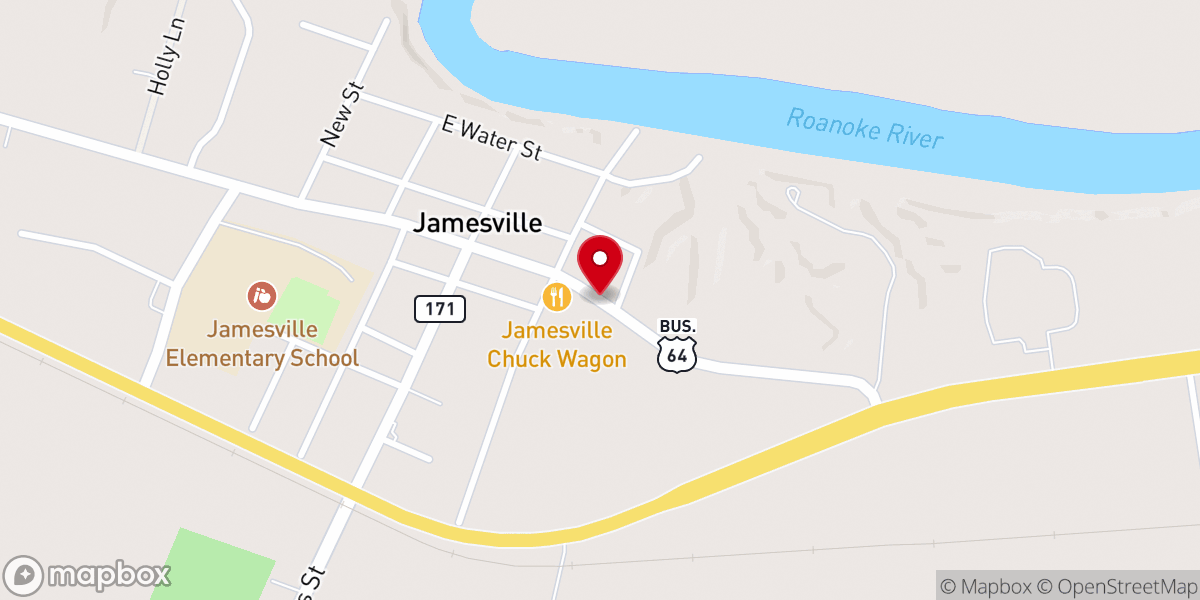 Map showing location of Jamesville United Methodist Church