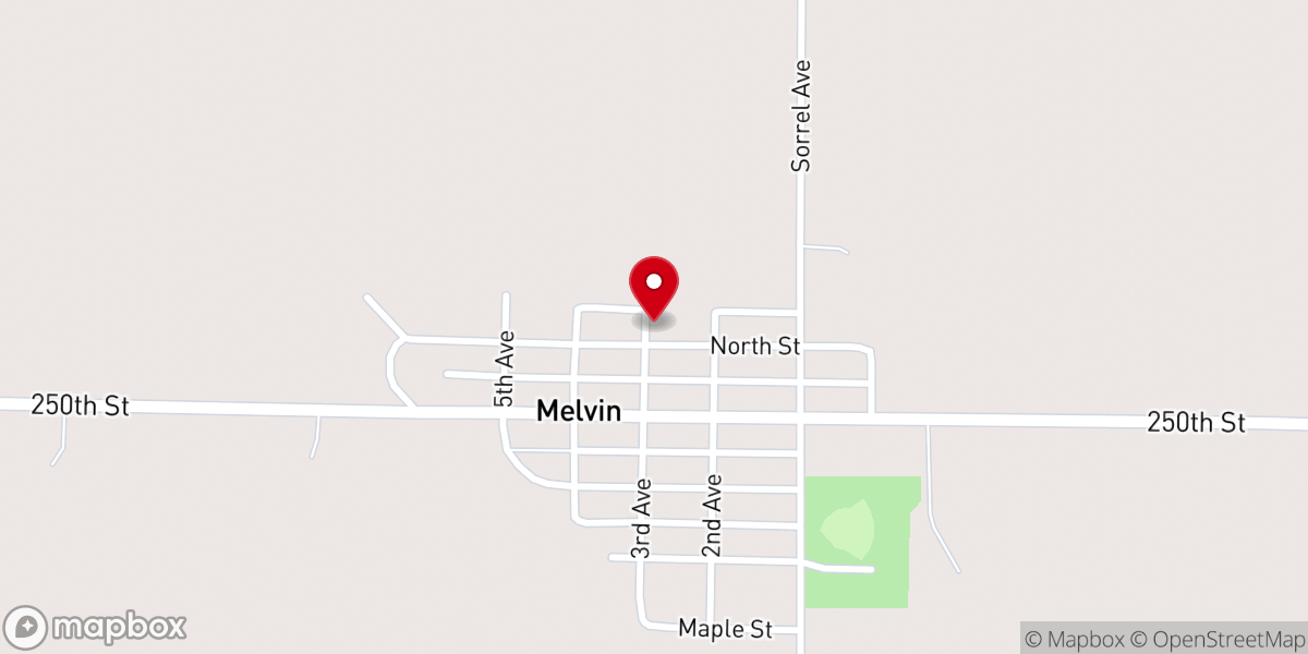 Map showing location of Melvin First Reformed Church