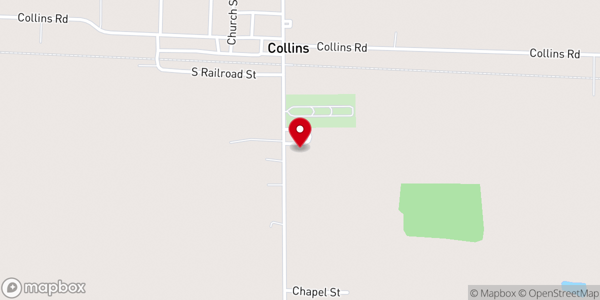 Map showing location of Collins Church