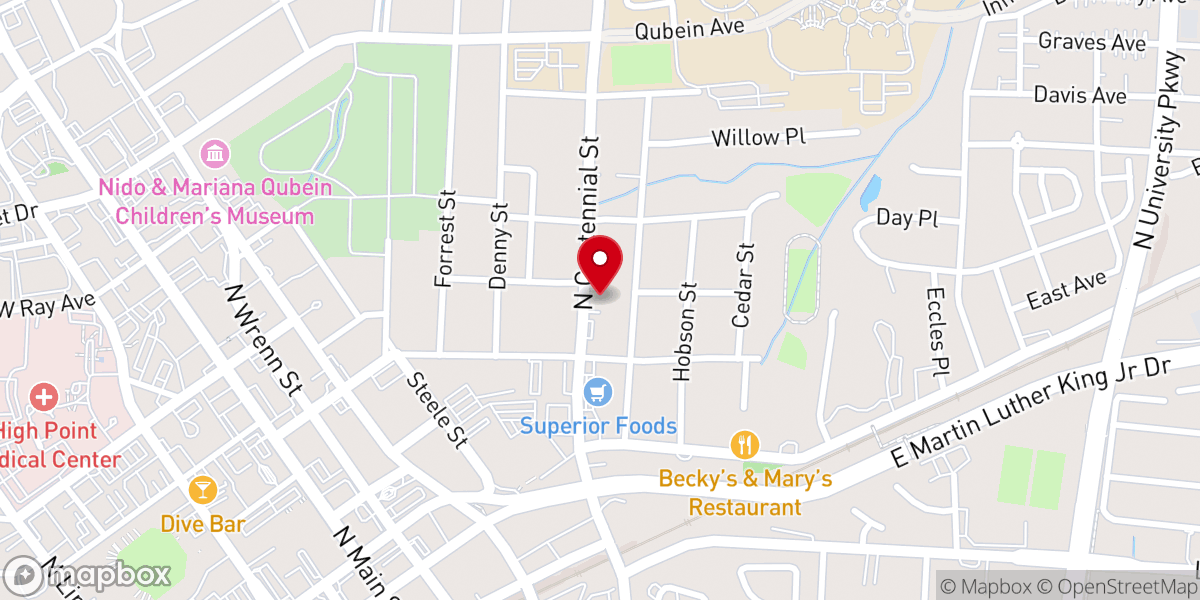 Map showing location of Open Door Ministries of High Point