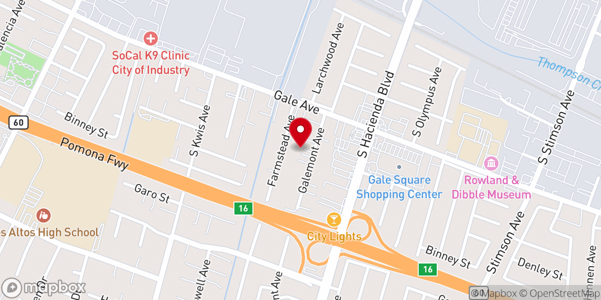 Map showing location of First Baptist Church of Hacienda Heights