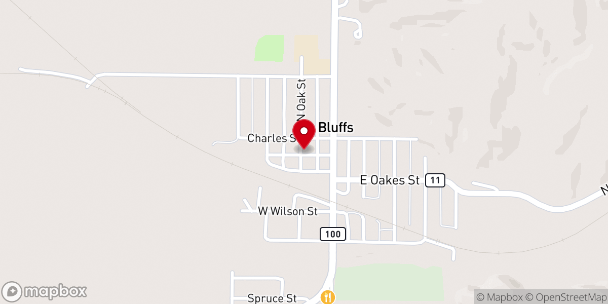 Map showing location of St. John's Lutheran Church