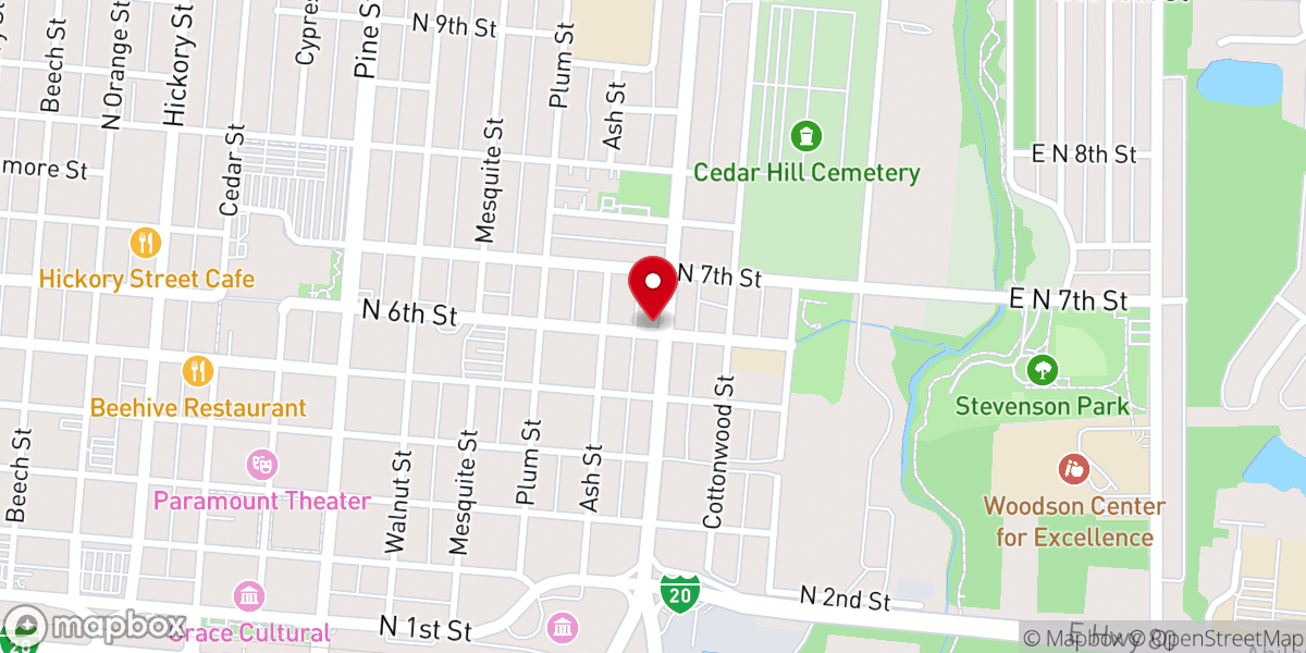 Map showing location of New Light Baptist Church