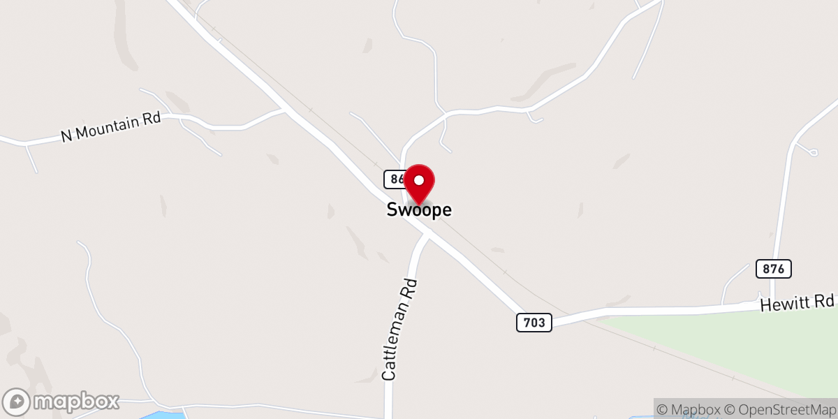 Map showing location of Swoope