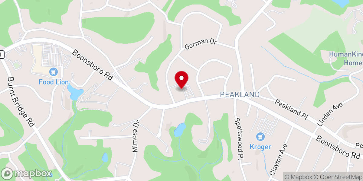 Map showing location of Peakland United Methodist Preschool