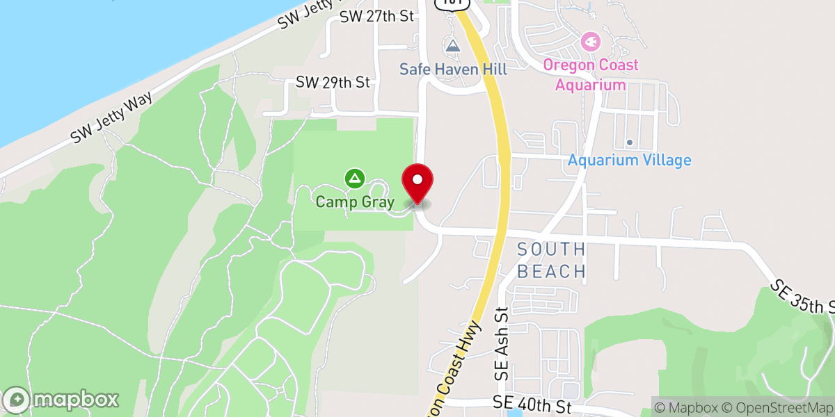 Map showing location of Coastal Discovery Center at Camp Gray