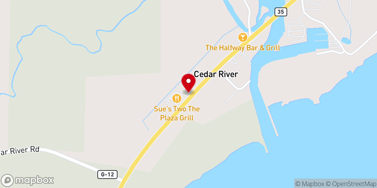 Map showing location of Cedar River Community Chapel