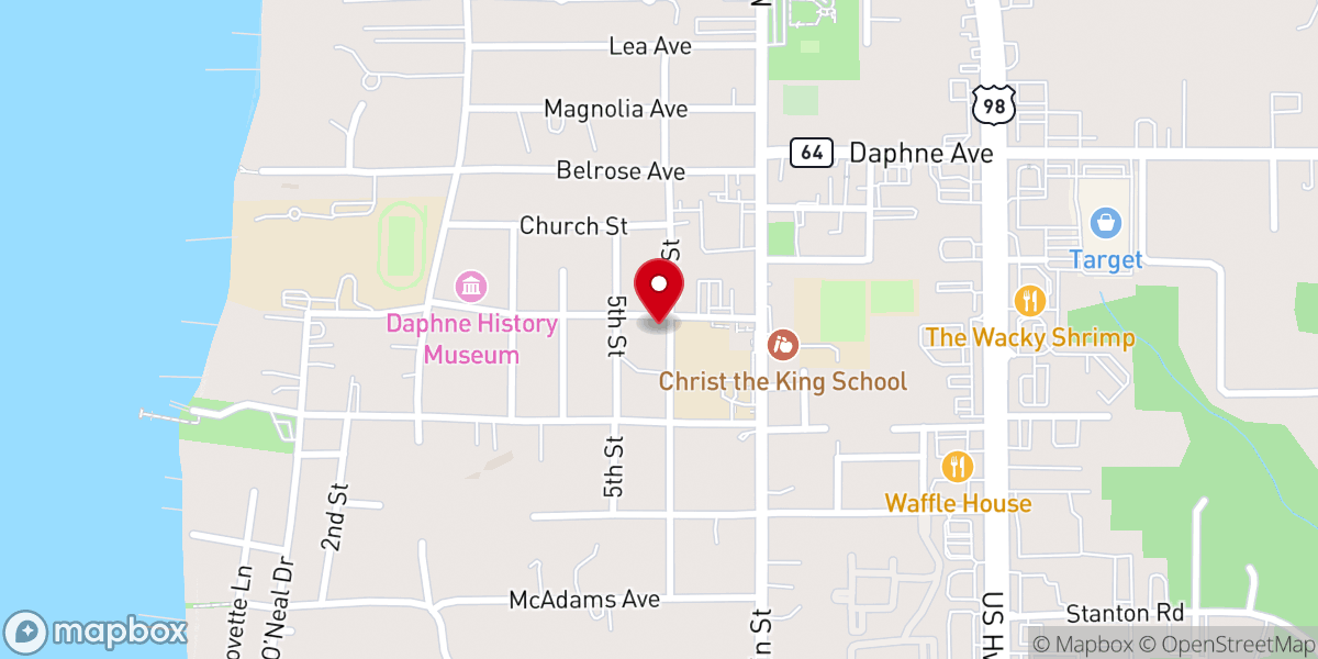 Map showing location of Daphne Baptist Church