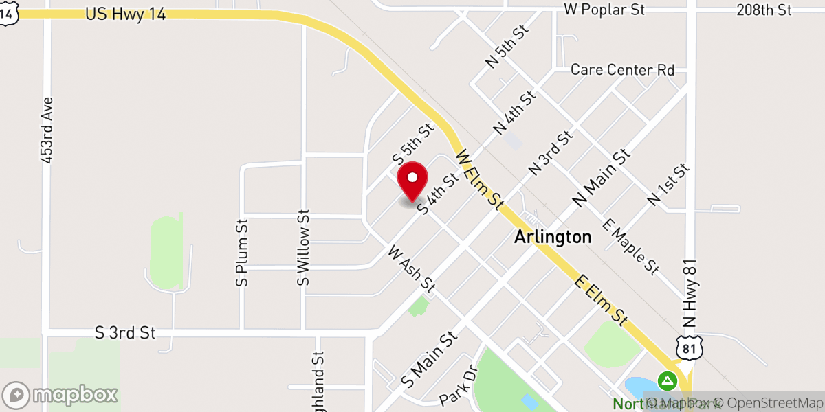 Map showing location of Arlington Methodist Church