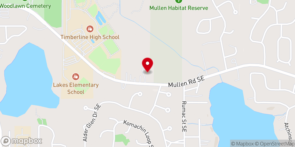 Map showing location of Timberline Baptist Church