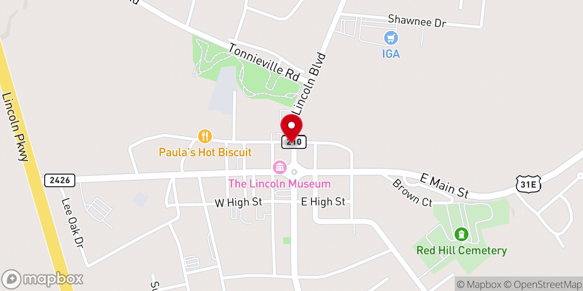 Map showing location of Vibe Coffee Hodgenville