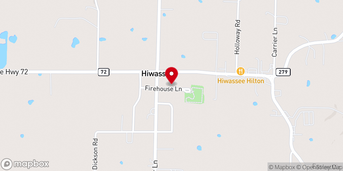 Map showing location of Hiwasse Christian Church