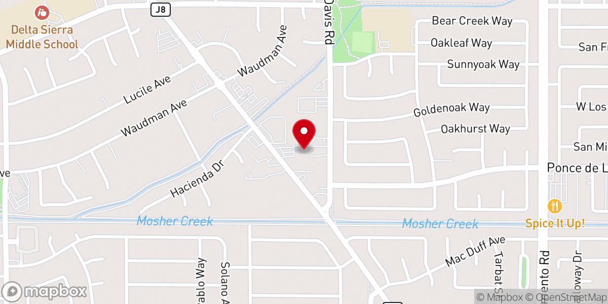 Map showing location of Greater Christ Temple of Stockton