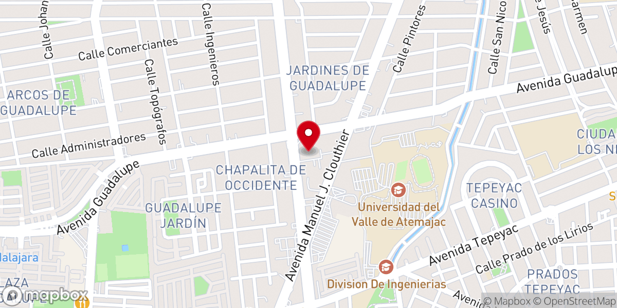 Map showing location of Guadalajara México Temple