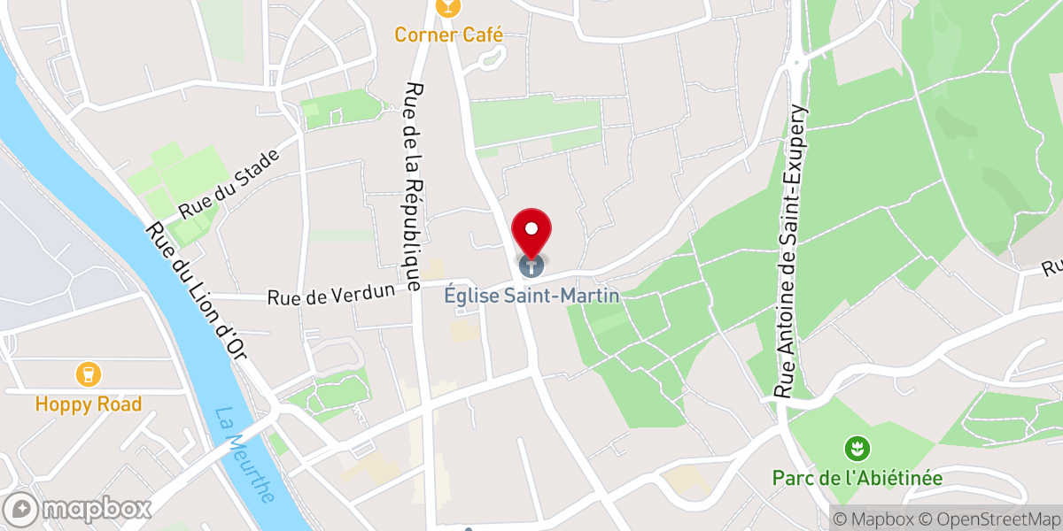 Map showing location of Église Saint-Martin de Malzéville