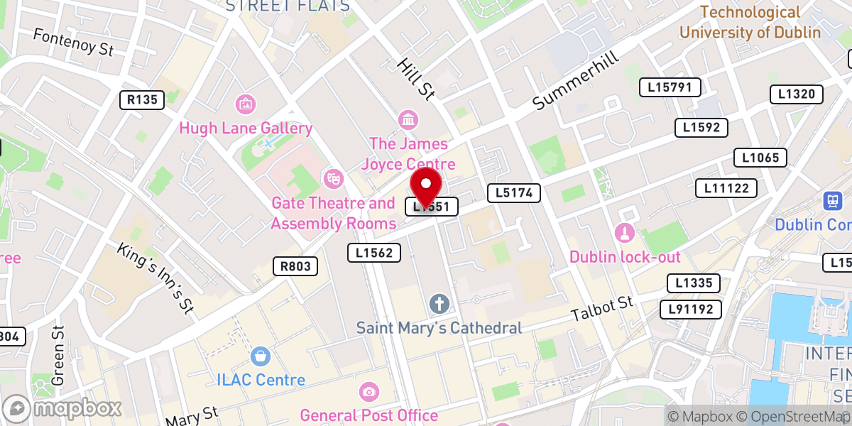 Map showing location of Dublin Central Methodist Church