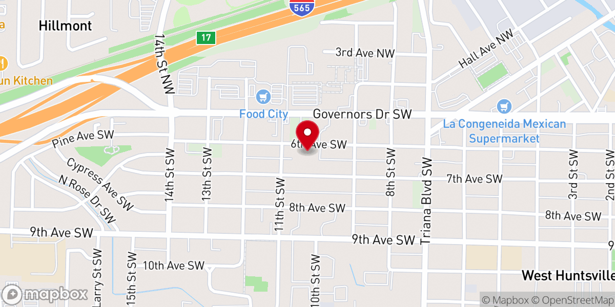 Map showing location of Sixth Avenue Church
