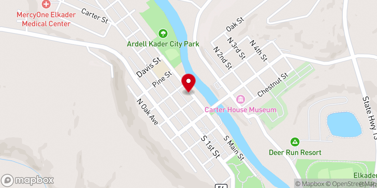 Map showing location of Elkader Opera House