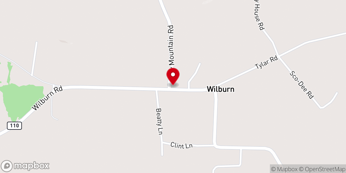 Map showing location of Wilburn General Baptist Church