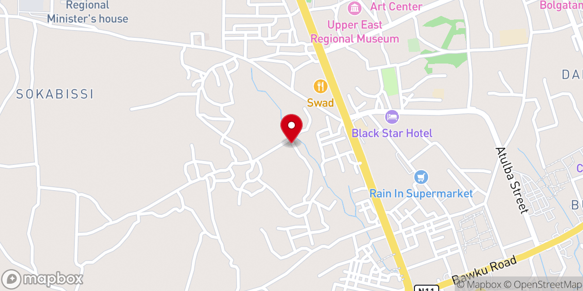 Map showing location of EP Church Bolga