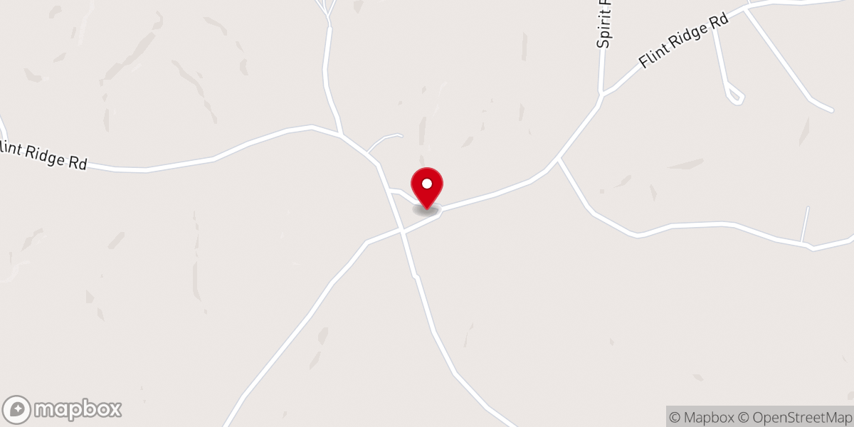 Map showing location of Flint Ridge Baptist Pastorium