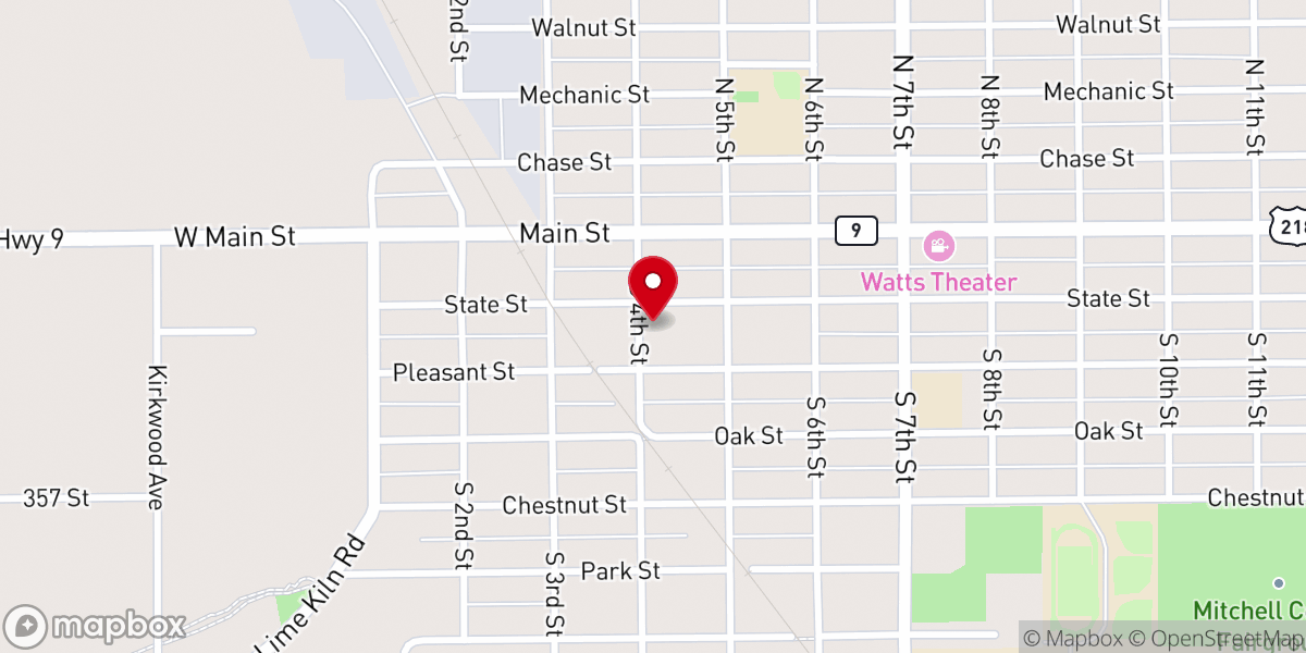 Map showing location of Trinity Lutheran Church