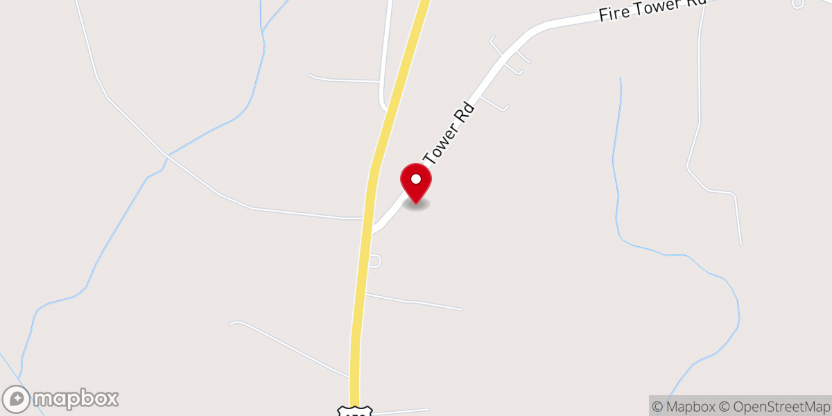 Map showing location of Piney Grove Church