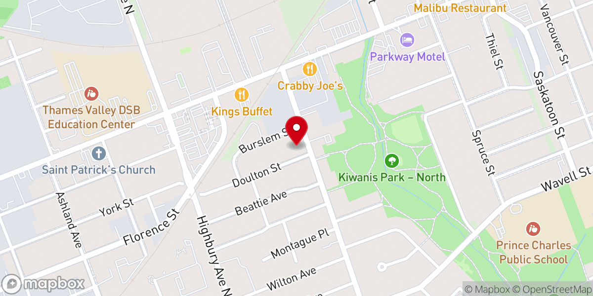 Map showing location of Trinity United Church Community Centre