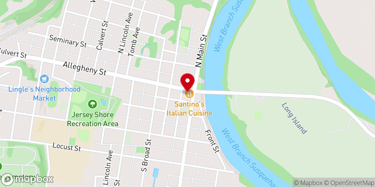 Map showing location of Santino's Italian Cuisine