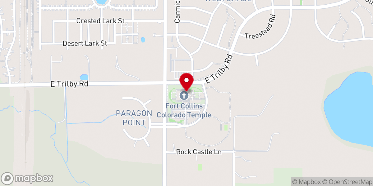 Map showing location of Fort Collins Colorado Temple