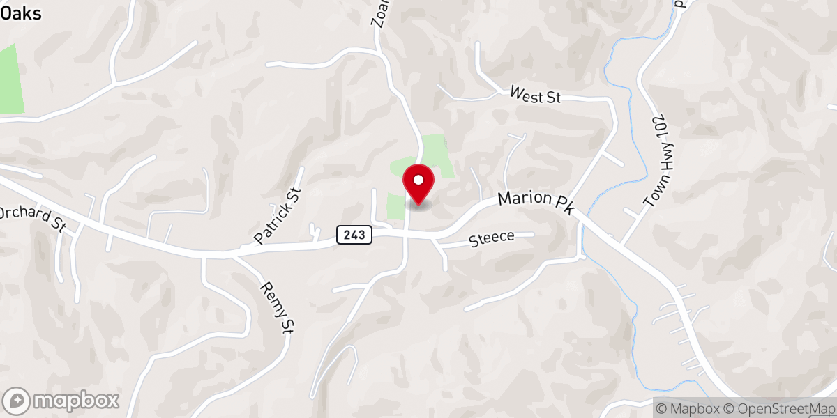 Map showing location of Zoar Baptist Church
