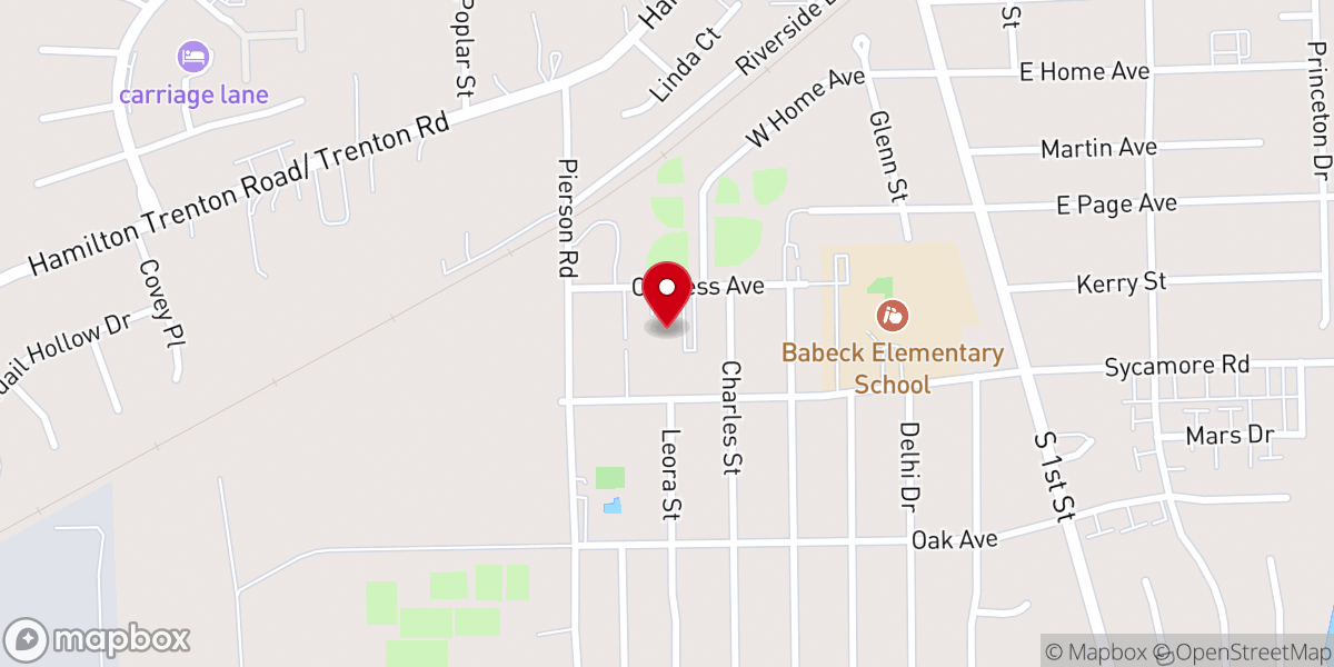 Map showing location of First Baptist Church of Trenton
